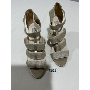 Woman’s Touch Ups Gold Sparkle Glitter Strappy Dress Sandal 9m High Heel